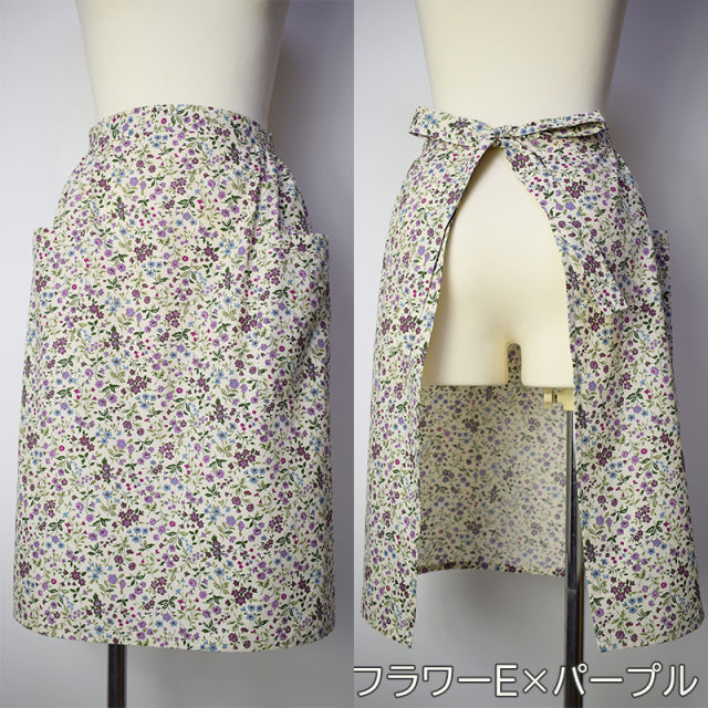 サロンエプロン 日本製 ゆったり 花柄 おしゃれ 前掛け 腰下 腰巻き 腰エプロン レディース モダン かわいい 6