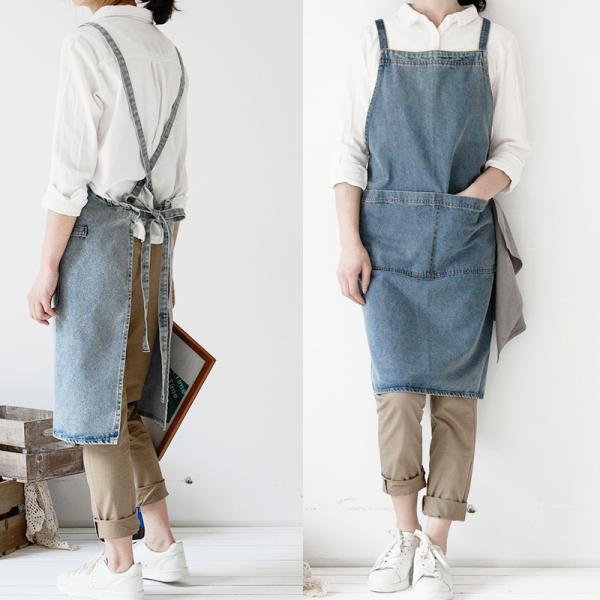 エプロン デニム おしゃれ 作業用 H型 かぶるだけ レディース メンズ 男女兼用 シンプル