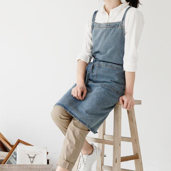 エプロン デニム おしゃれ 作業用 H型 かぶるだけ レディース メンズ 男女兼用 シンプル
