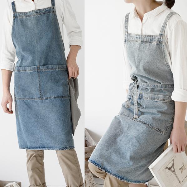 エプロン デニム おしゃれ 作業用 H型 かぶるだけ レディース メンズ 男女兼用 シンプル